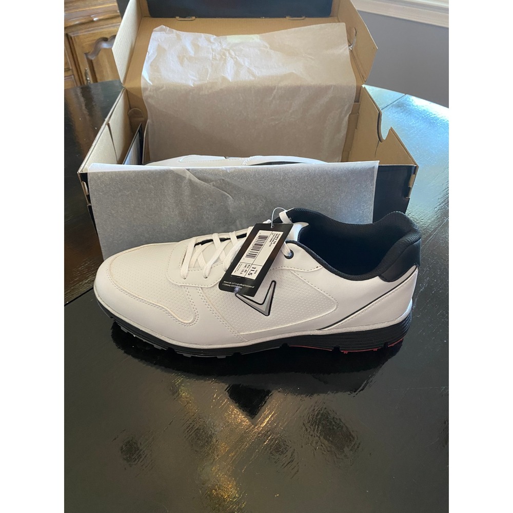 Callaway Chev TR Golf Shoes Men 11.5 White Black Waterproof Cleated CG113WK - Picture 2 of 6